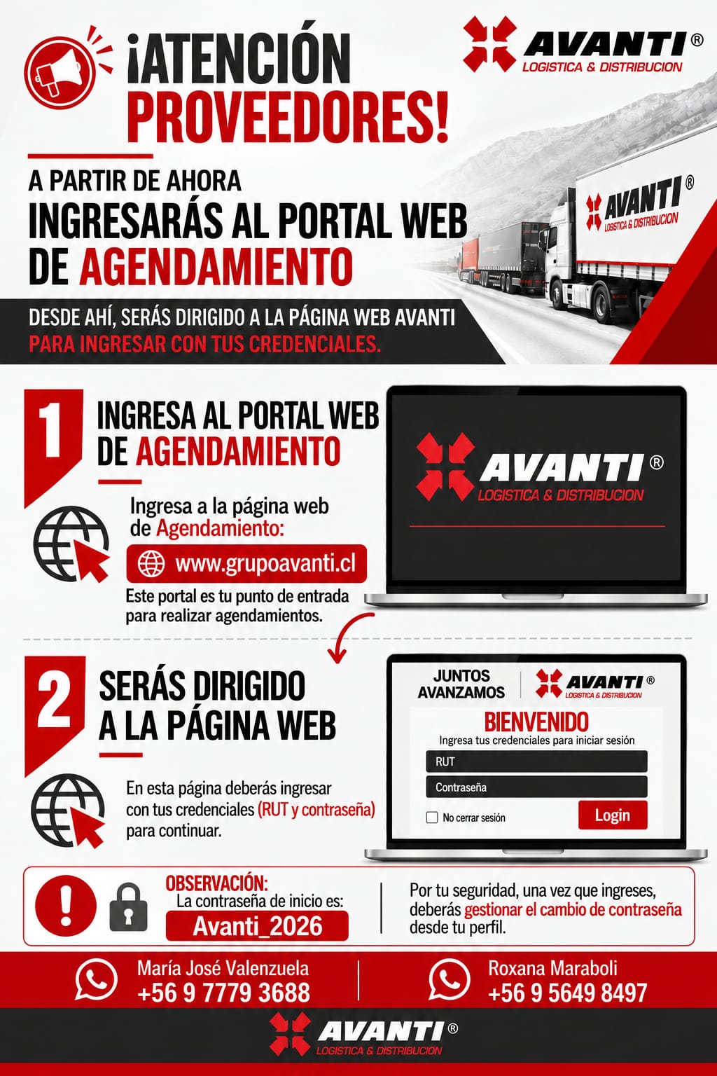 Información importante sobre horarios de agendamiento - Avanti